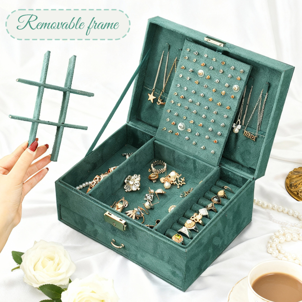 Custom Jewelry Box, Velvet Organizer, Multi-Layer Storage Case
